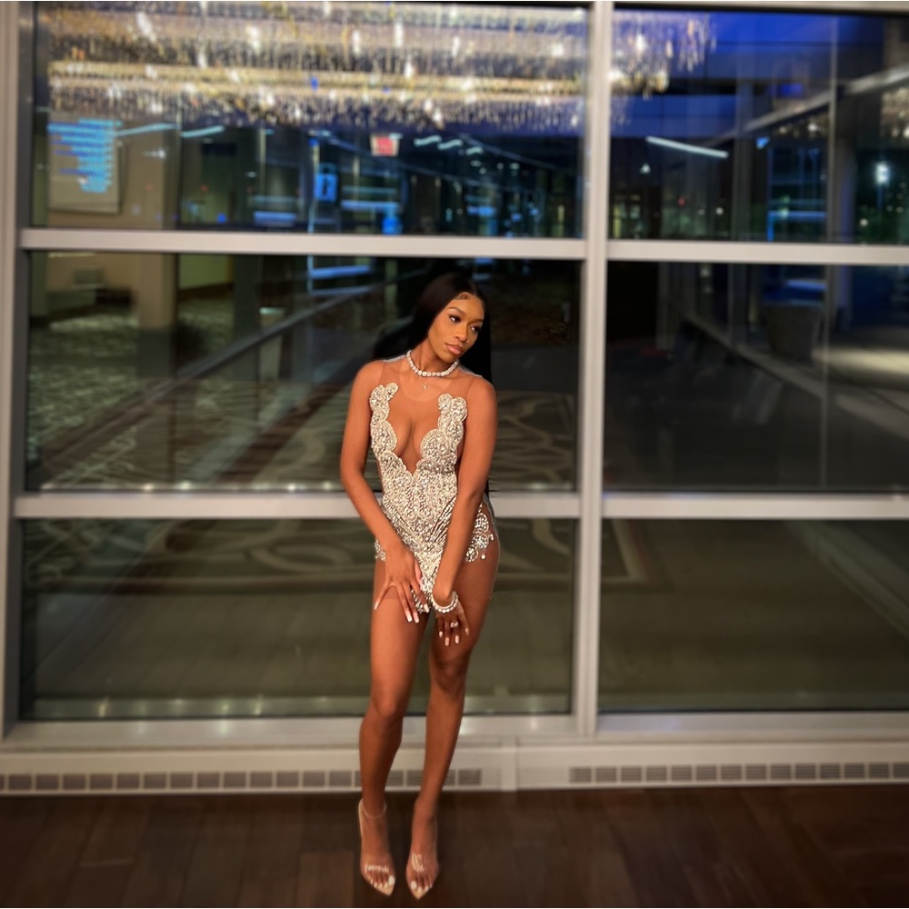 Glam/Birthday/Special occasion rhinestone sparkly couture dress